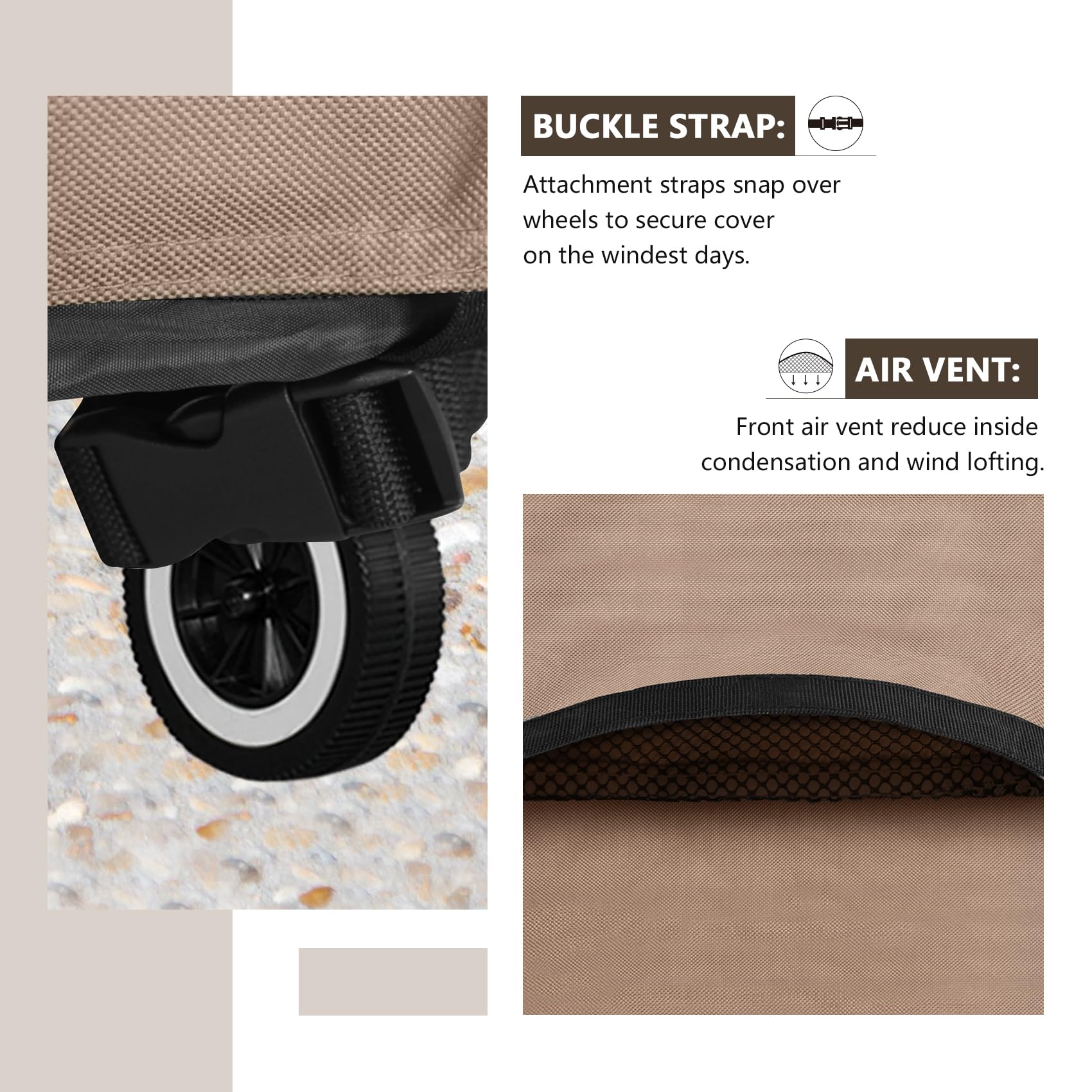 ULTCOVER kettle grill cover with clips and drawcord securing to wheel legs