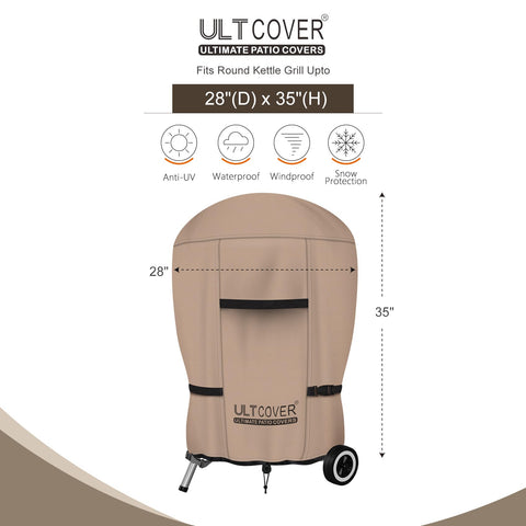 ULTCOVER kettle grill cover close up of waterproof 600D fabric shielding the grill