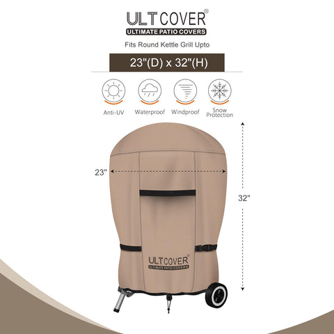 ULTCOVER waterproof 600D fabric shields the dome kettle during wet weather.