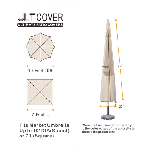 ULTCOVER market-umbrella-cover-10ft-fit guards round or square umbrellas from rain