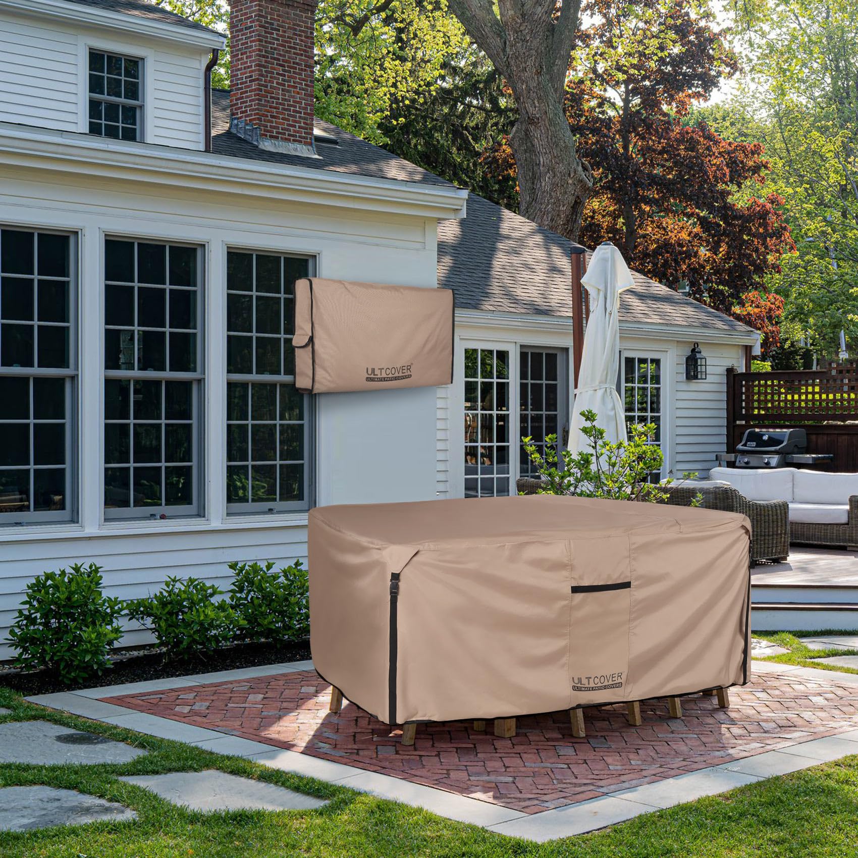 ULTCOVER measuring guide helps fit square tables up to 54 inches.