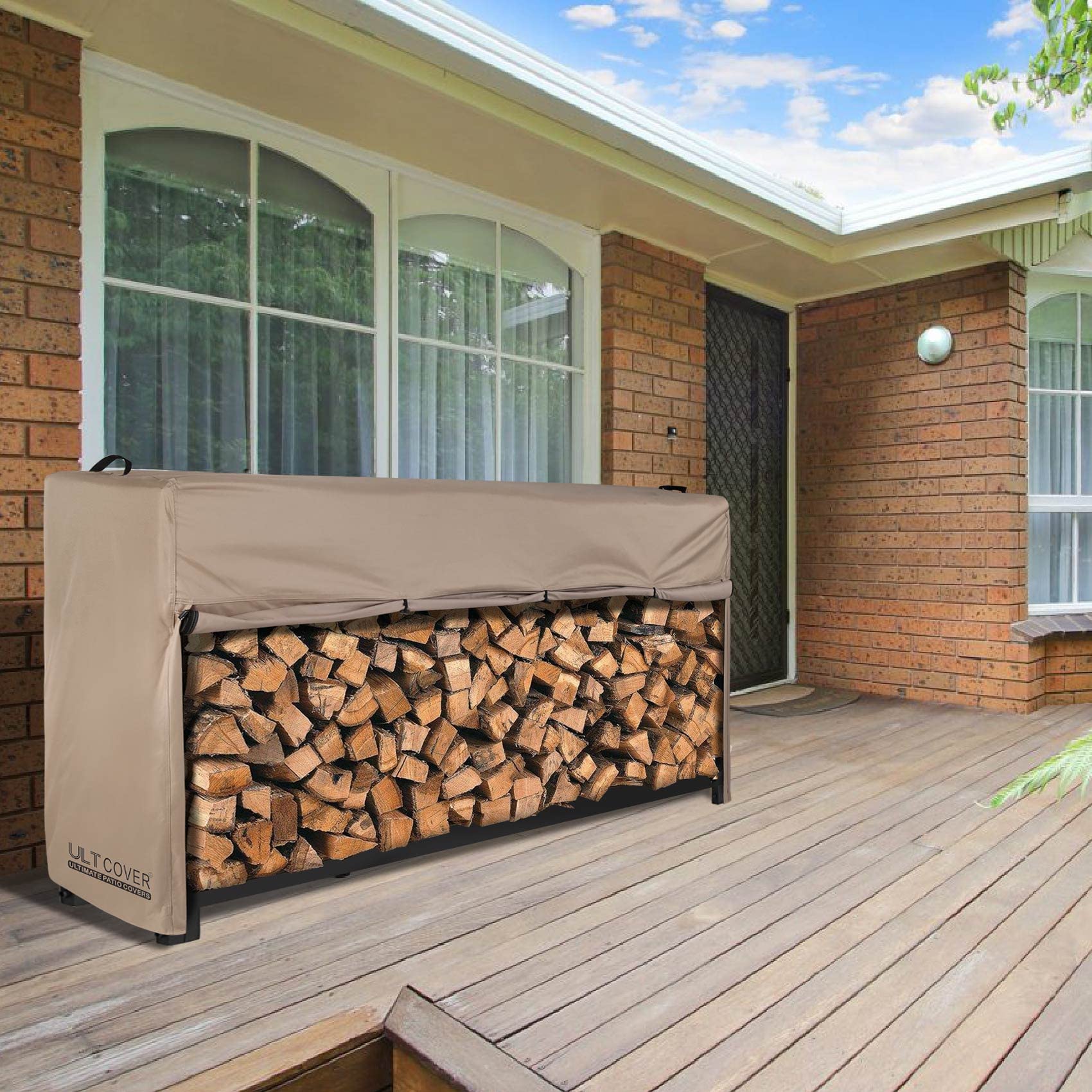 ULTCOVER outdoor log storage stay dry during rain, snow, and hail.