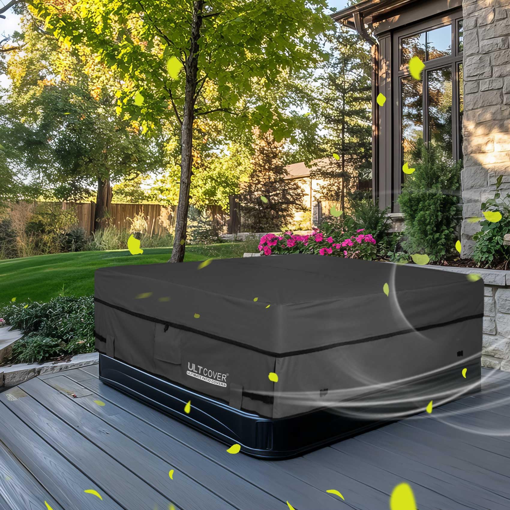 ULTCOVER 95x95 cover fits standard square tubs and simplifies storage