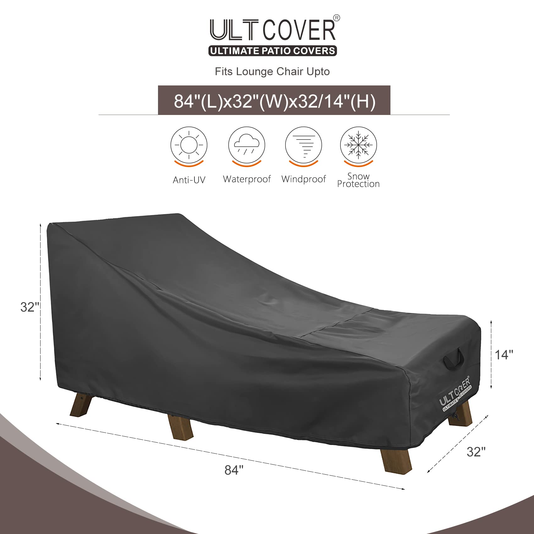 ULTCOVER lounge chair cover shown in two-pack arrangement for outdoor use.