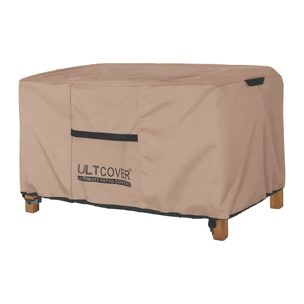 ULTCOVER patio coffee table cover on a table with full weather protection.