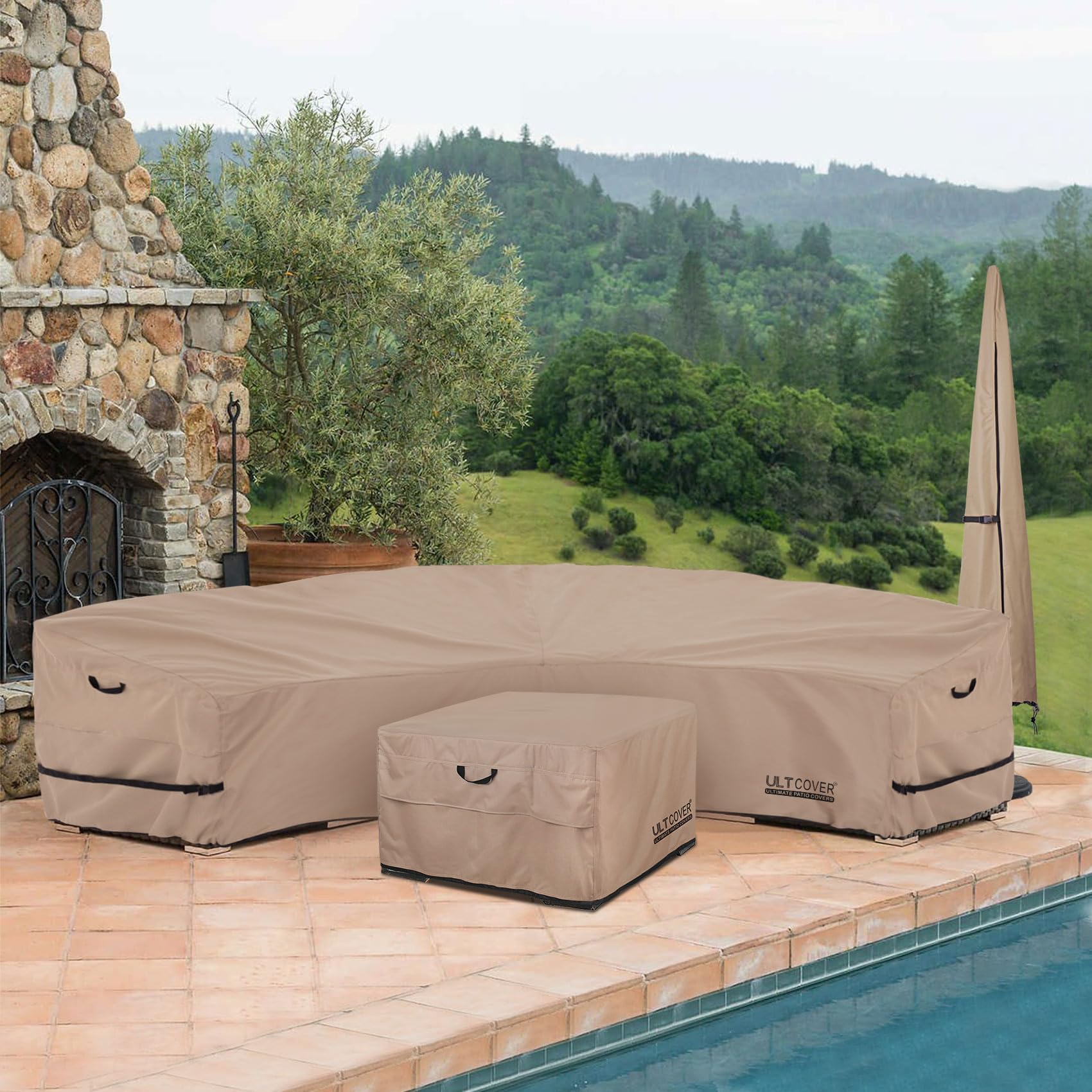ULTCOVER full-coverage curved sofa cover shields from sun, rain, and debris