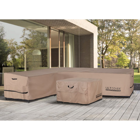 Wind-resistant ULTCOVER keeps outdoor sofa securely covered during breezy days.