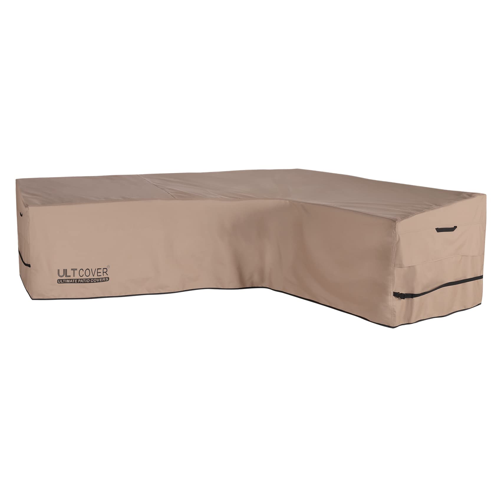 ULTCOVER patio L-shaped sofa cover for 110W back and 85W right side, weather-ready protection.