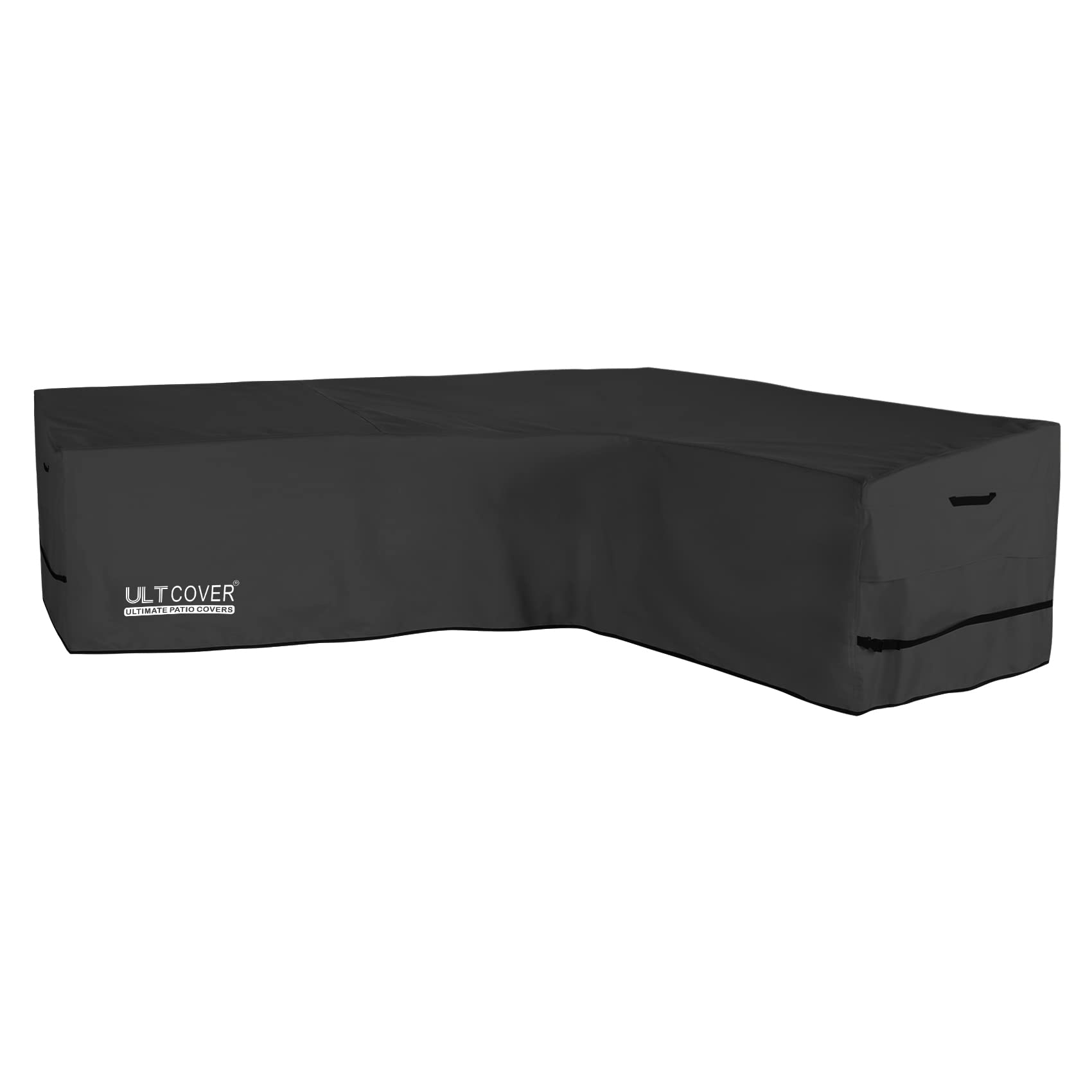 ULTCOVER back view protects 110” sofa from rain and debris.