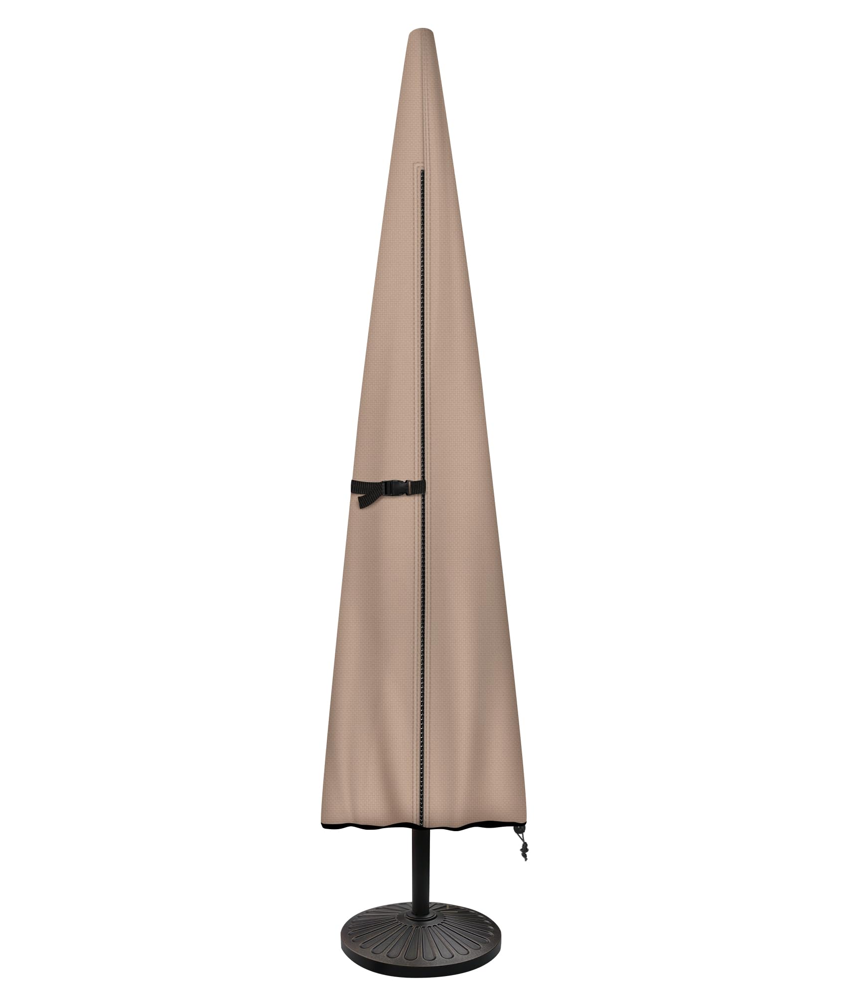 ULTCOVER patio-parasol-cover-600d-waterproof protects a round market umbrella outdoors