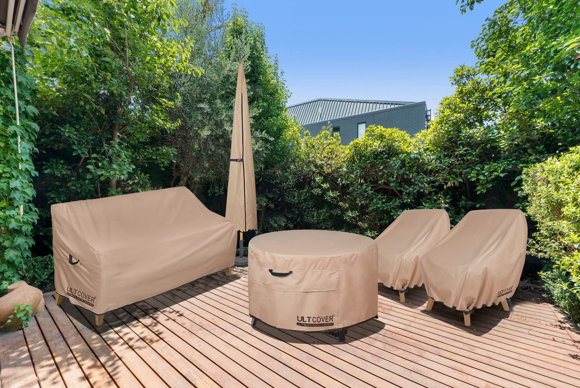 ULTCOVER easy-install round fire pit cover simplifies outdoor maintenance