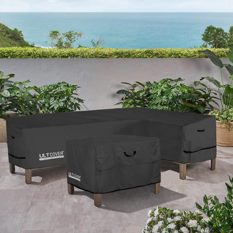 ULTCOVER full-coverage design keeps couch looking new in sun and rain.