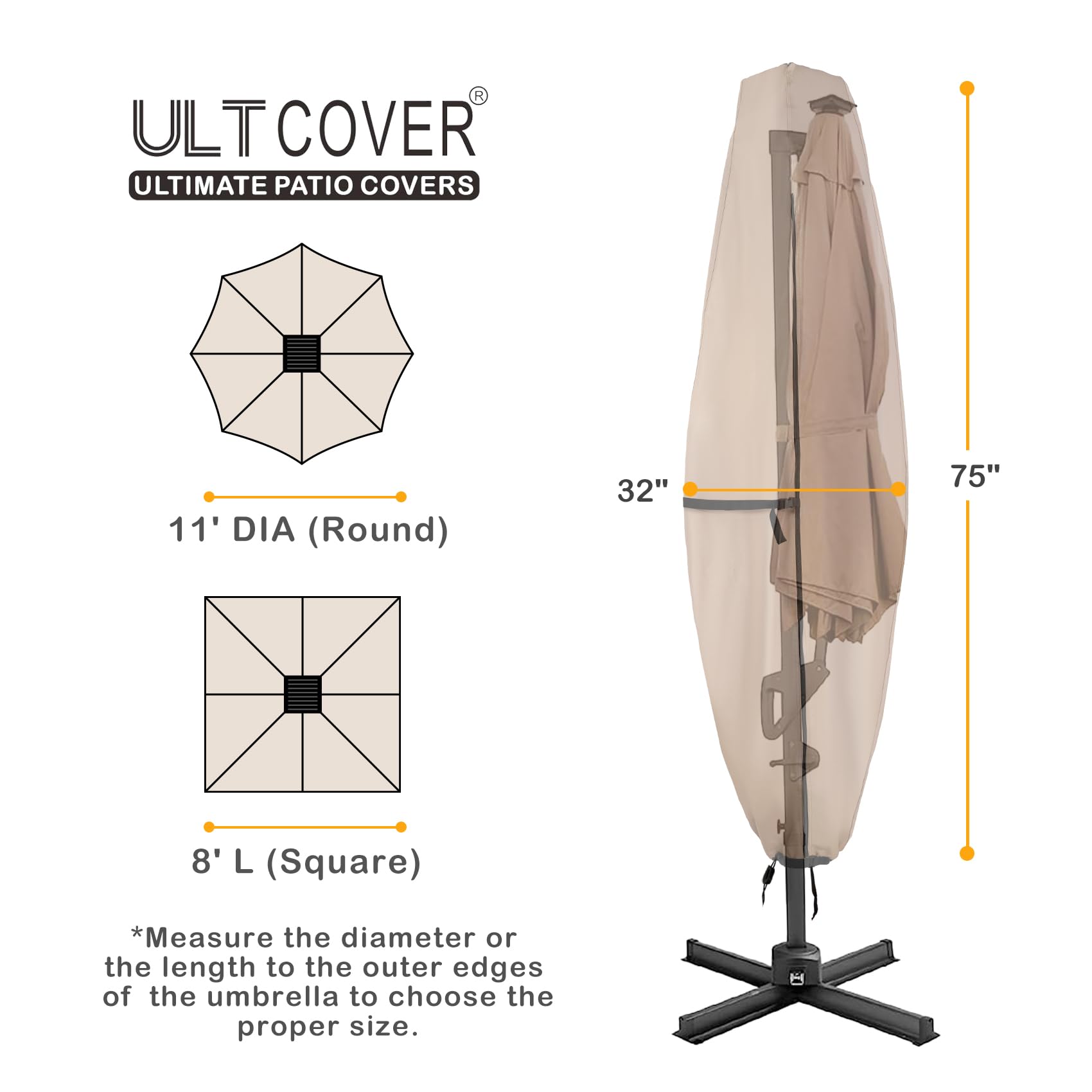 ULTCOVER solar umbrella cover fits 8-11 ft and keeps moisture and debris off for outdoor comfort.