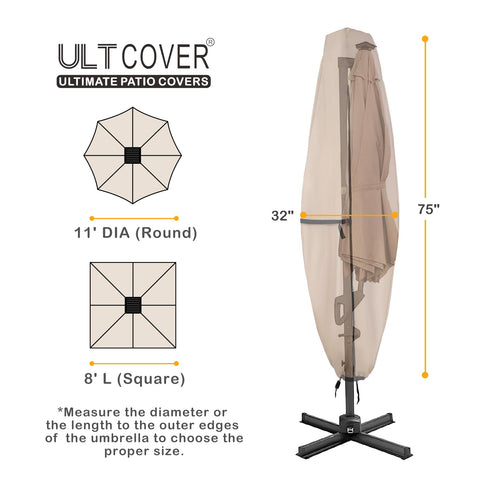 ULTCOVER solar umbrella cover fits 8-11 ft and keeps moisture and debris off for outdoor comfort.