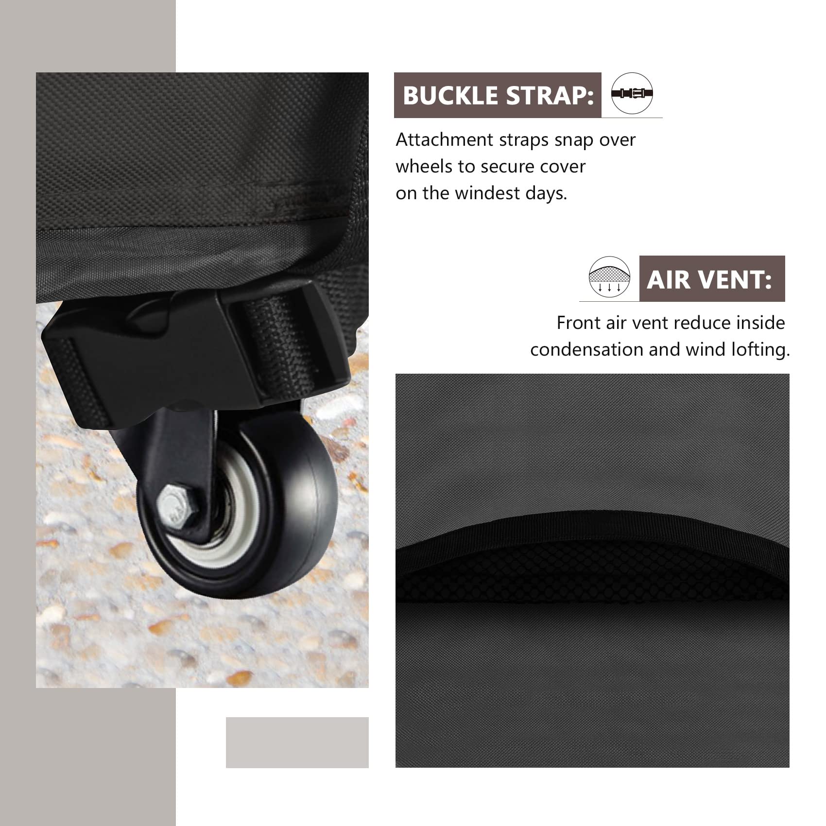 ULTCOVER structured air vents promote airflow and reduce wind lift.