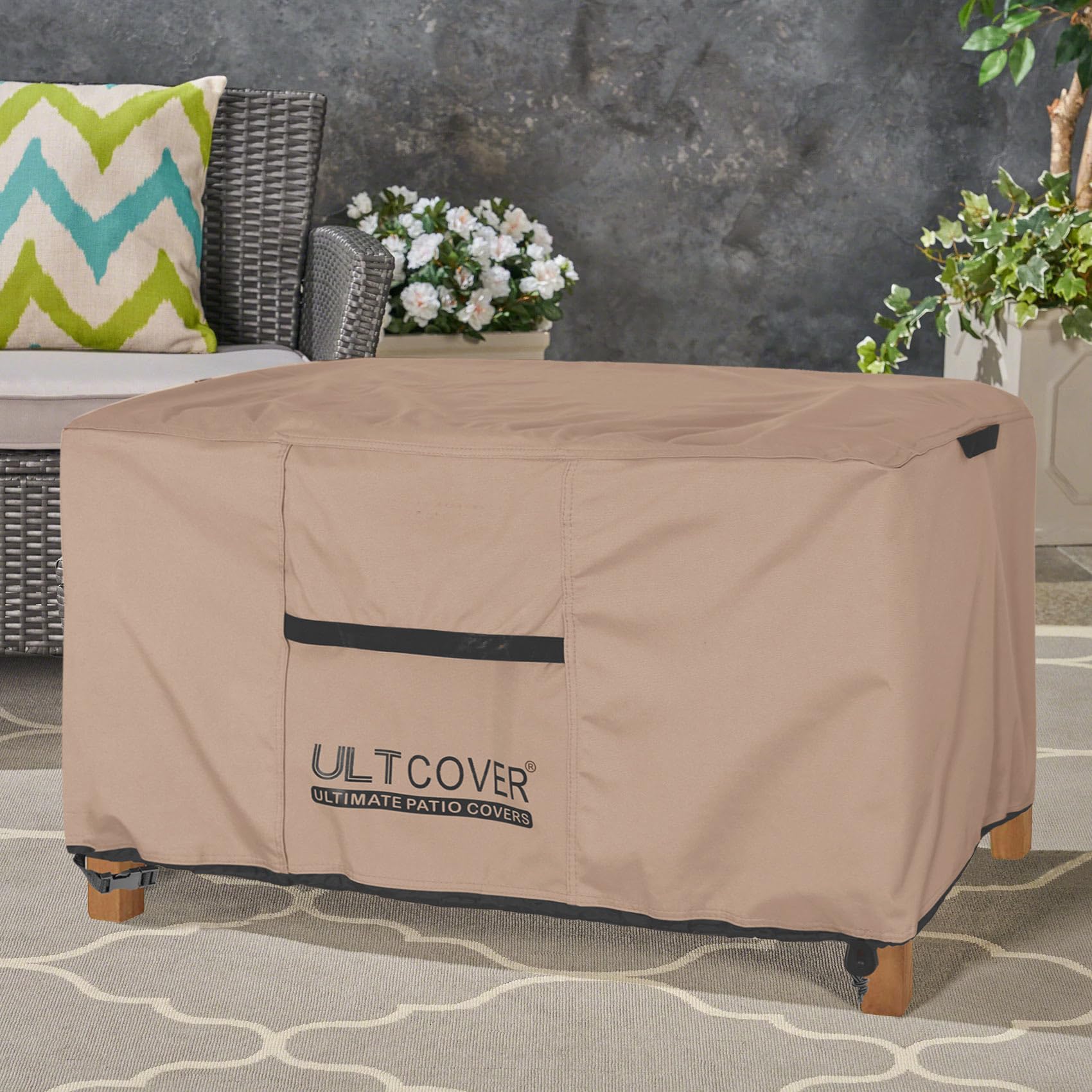 ULTCOVER heavy-duty fabric resists wear for reliable outdoor protection.