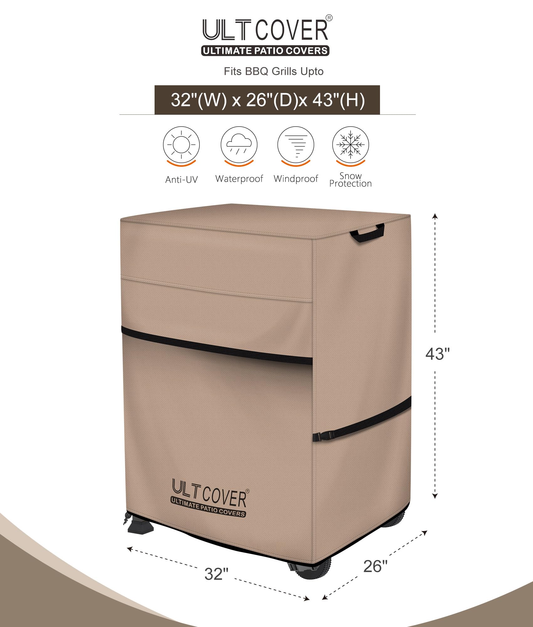 ULTCOVER two-burner outdoor grill image shows sturdy protection against rain and sun