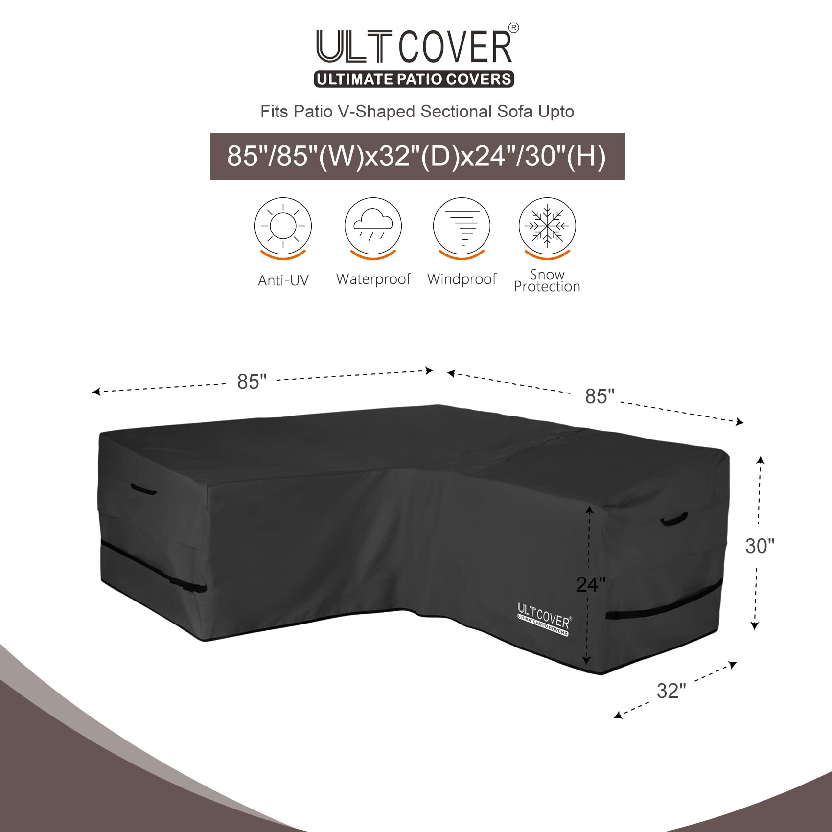 ULTCOVER waterproof 600D fabric repels rain and snow, keeping cushions dry.