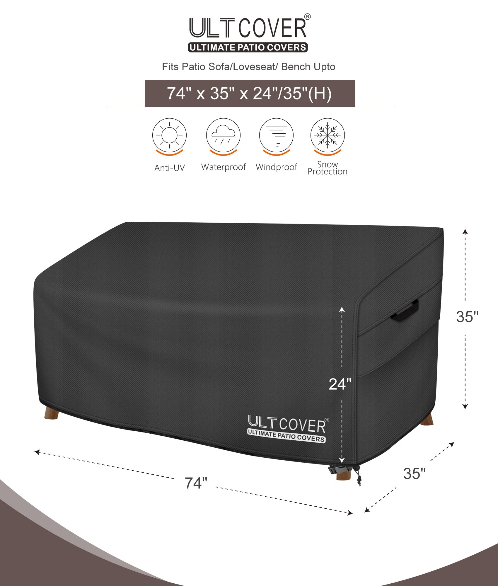 ULTCOVER waterproof backing helps keep outdoor seating dry during showers.