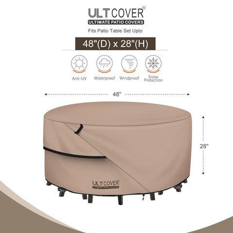 ULTCOVER round table cover with waterproof backing protecting outdoor furniture