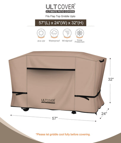 ULTCOVER 600D griddle cover close-up of waterproof fabric guarding against rain.