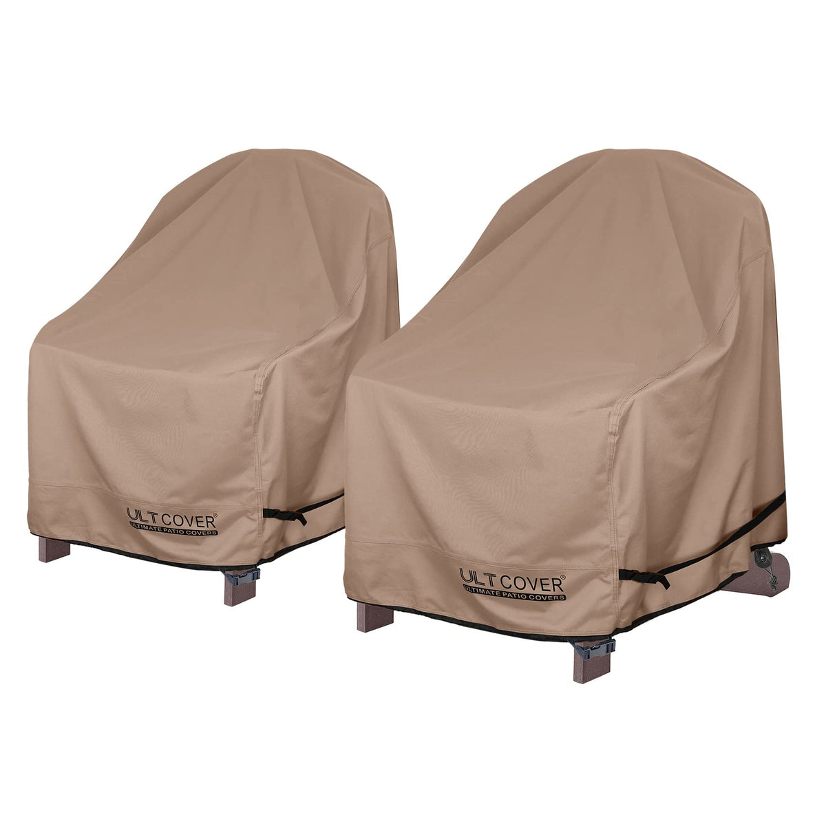 ULTCOVER 2-pack brown waterproof patio Adirondack chair cover protecting outdoor furniture.