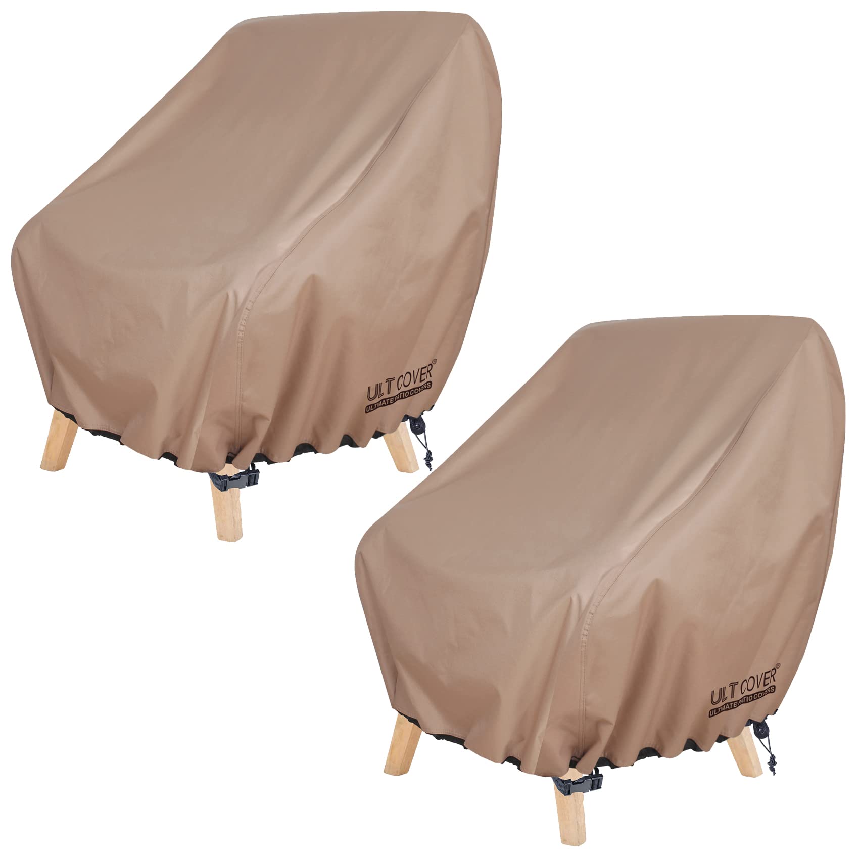 ULTCOVER waterproof patio chair cover 2-pack protects deep-seat chairs from rain and debris.