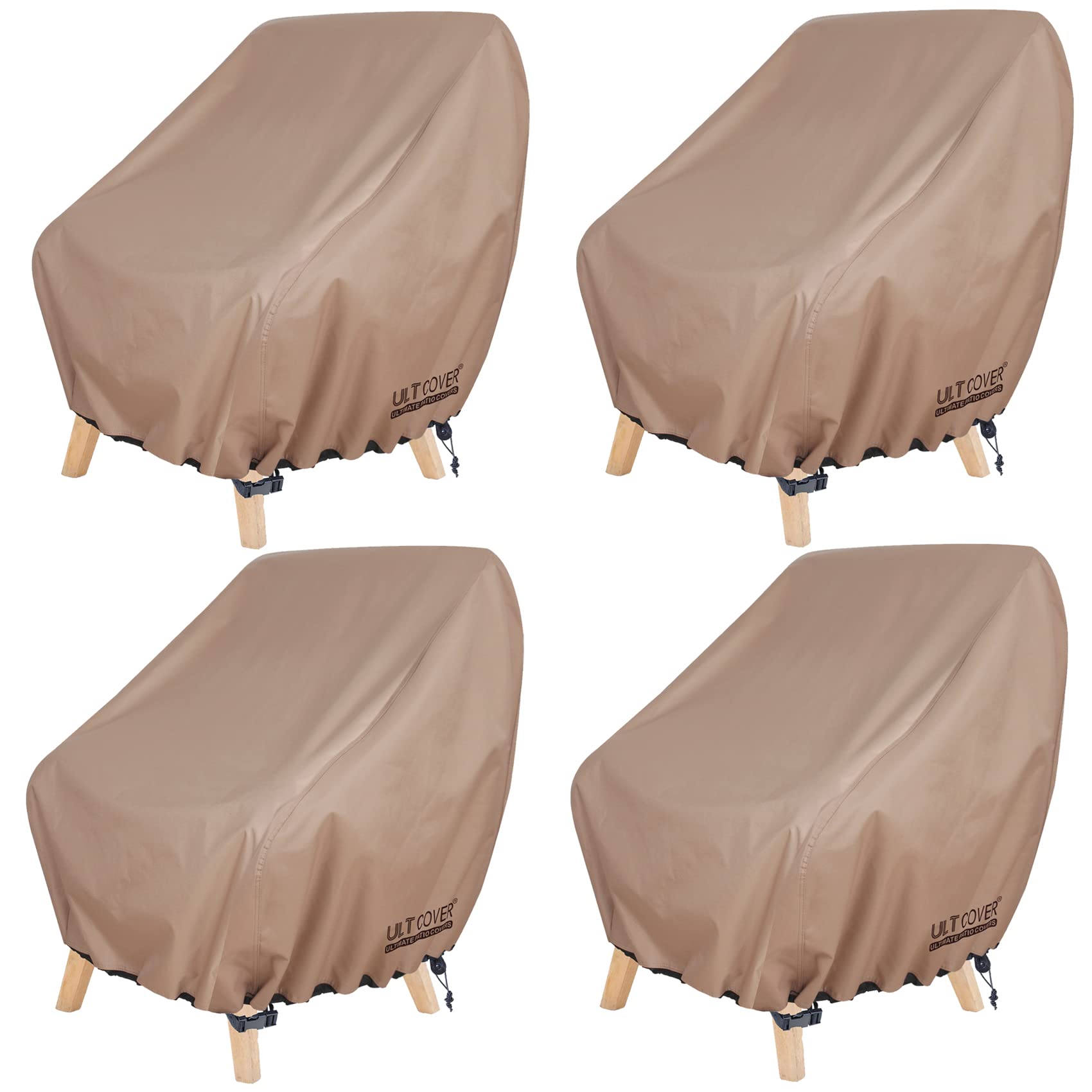 ULTCOVER waterproof deep-seat patio chair cover protecting a chair from rain and sun.
