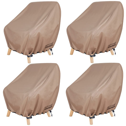 ULTCOVER waterproof deep-seat patio chair cover protecting a chair from rain and sun.