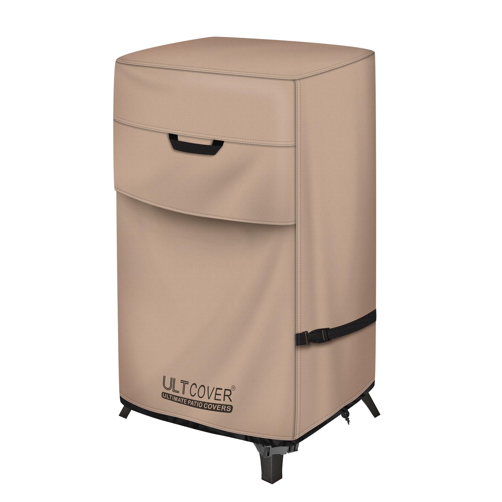 ULTCOVER vertical smoker cover on 30-inch unit protects from rain and sun