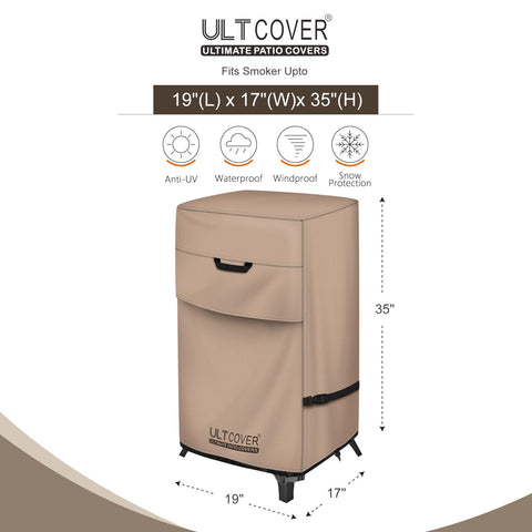 Back vents visible on ULTCOVER smoker cover improve airflow and moisture control