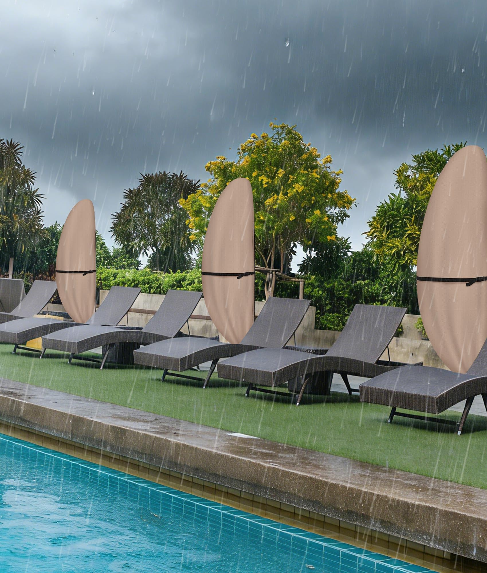 ULTCOVER rain hail snow dust protection for outdoor cantilever umbrellas in any season.