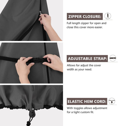 ULTCOVER zipper-closure umbrella cover for quick on/off and secure fit.