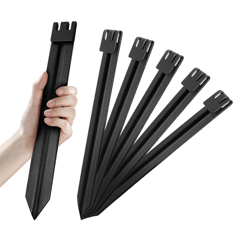 UltiTeque 6Pcs black metal landscape edging stakes stabilize ground edges for neat borders.