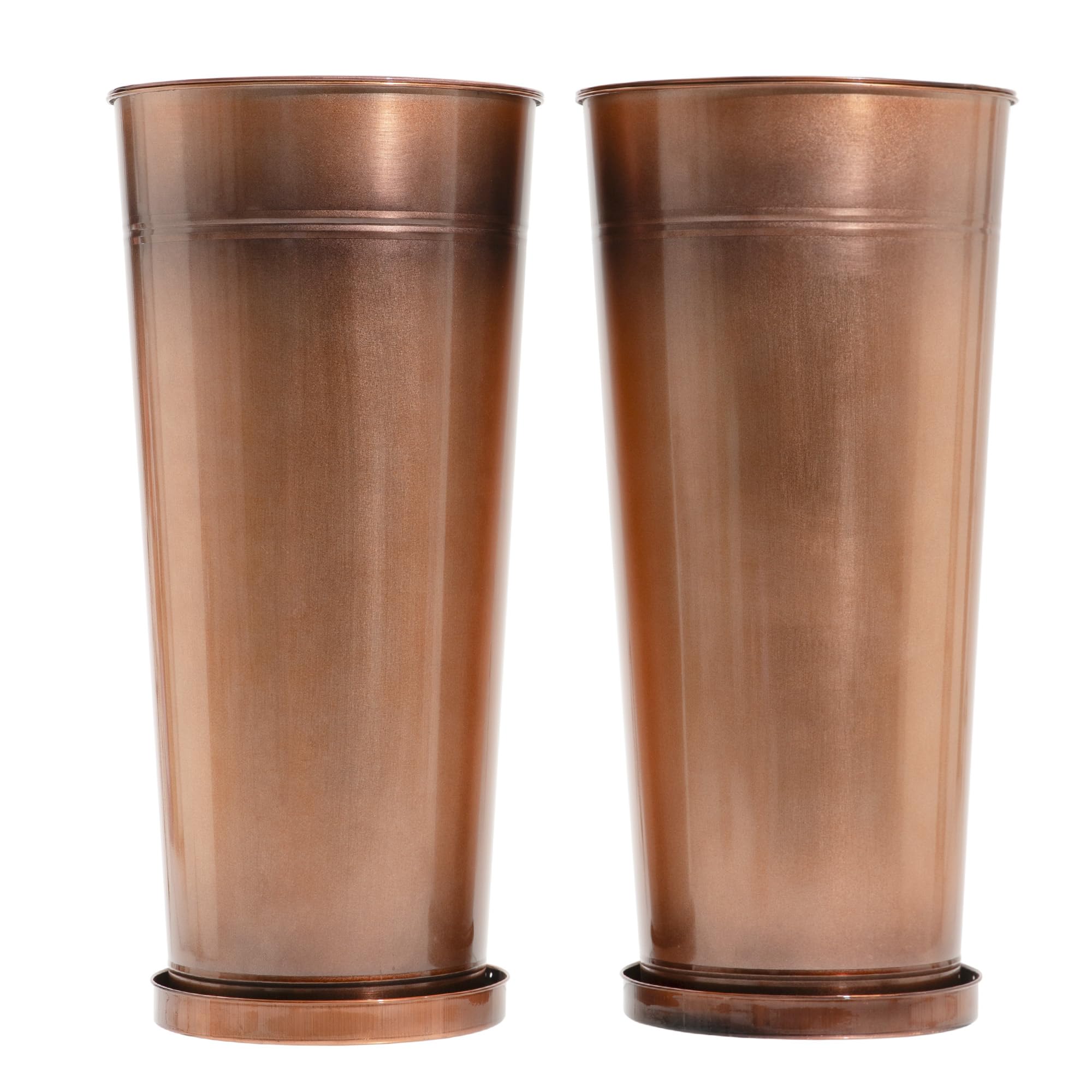 UltiTeque copper planter pair, 28-inch height, ideal for striking indoor display.