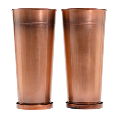 UltiTeque copper planter pair, 28-inch height, ideal for striking indoor display.