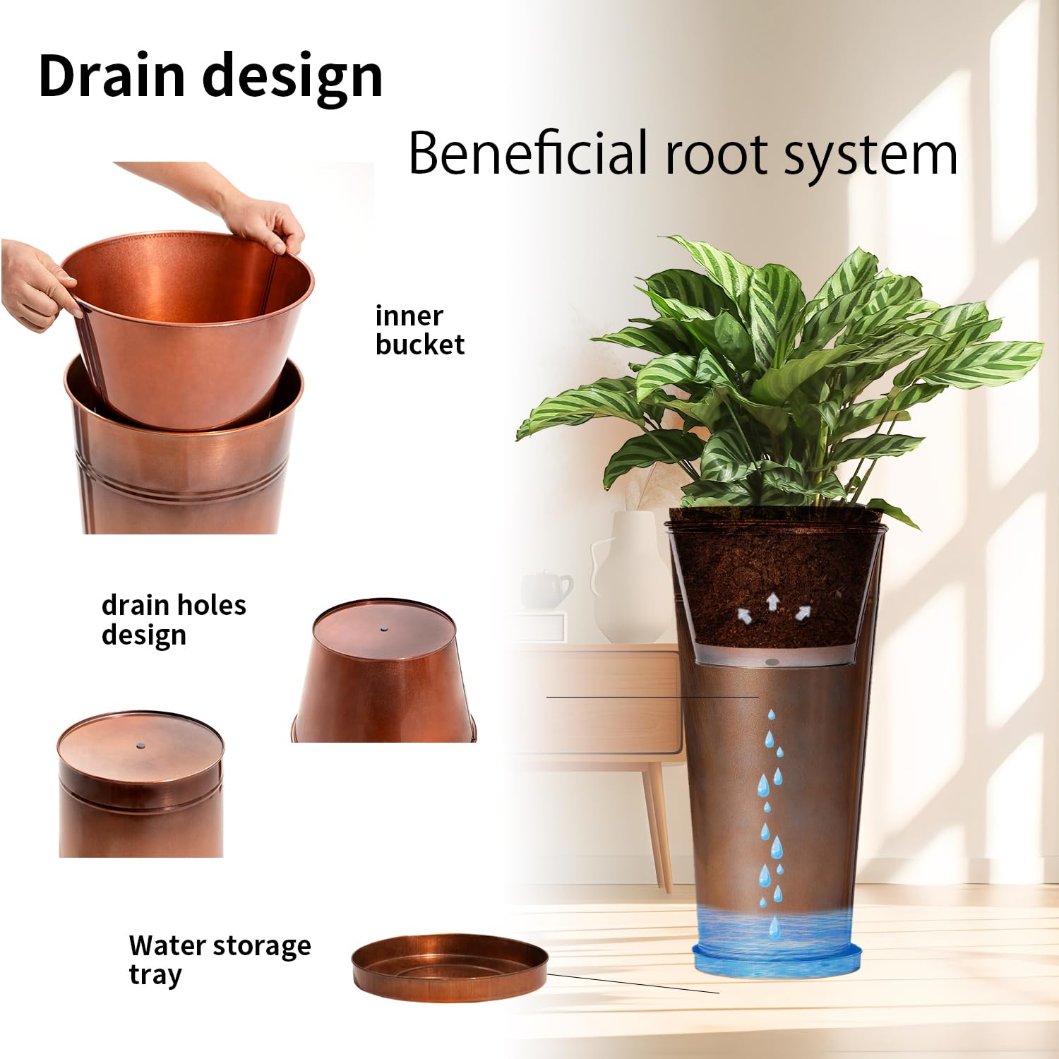 UltiTeque copper planter outdoors for herbs like basil or rosemary.