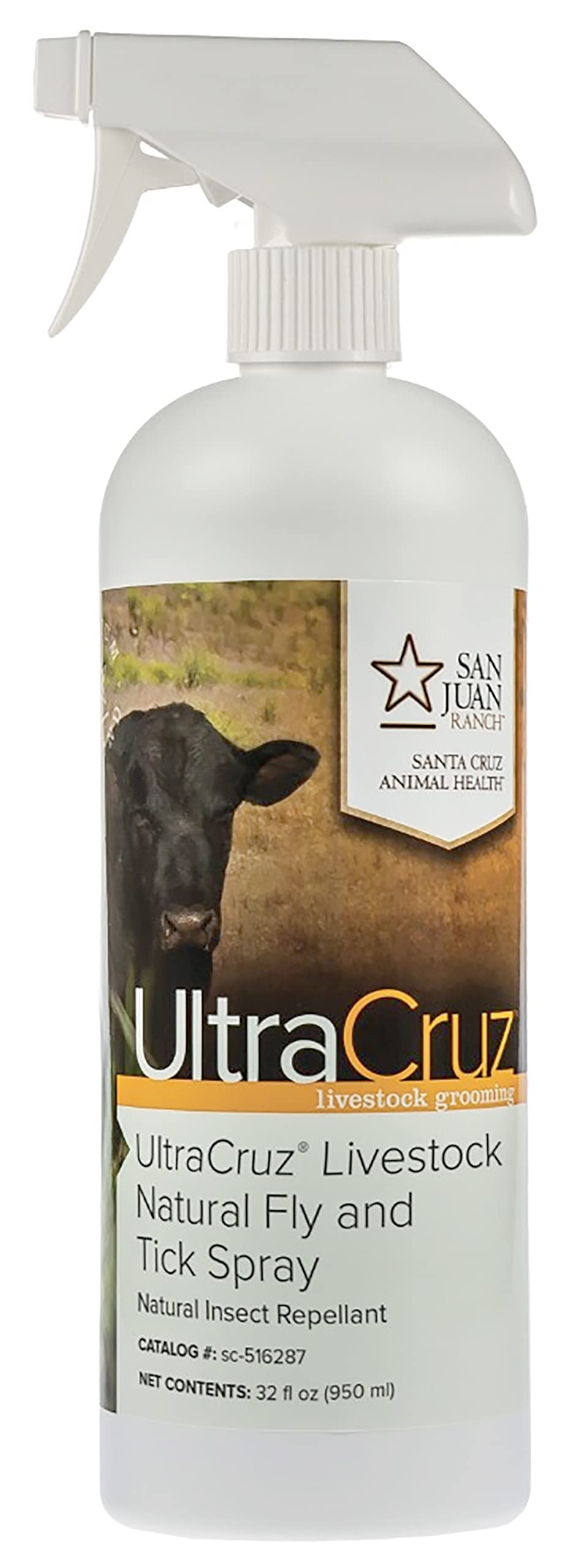 UltraCruz Livestock Natural Fly and Tick Spray bottle front view for natural pest deterrence
