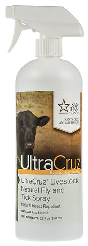 UltraCruz Livestock Natural Fly and Tick Spray bottle front view for natural pest deterrence