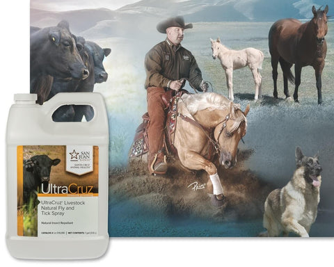 UltraCruz spray on goats and sheep outdoors to deter pests