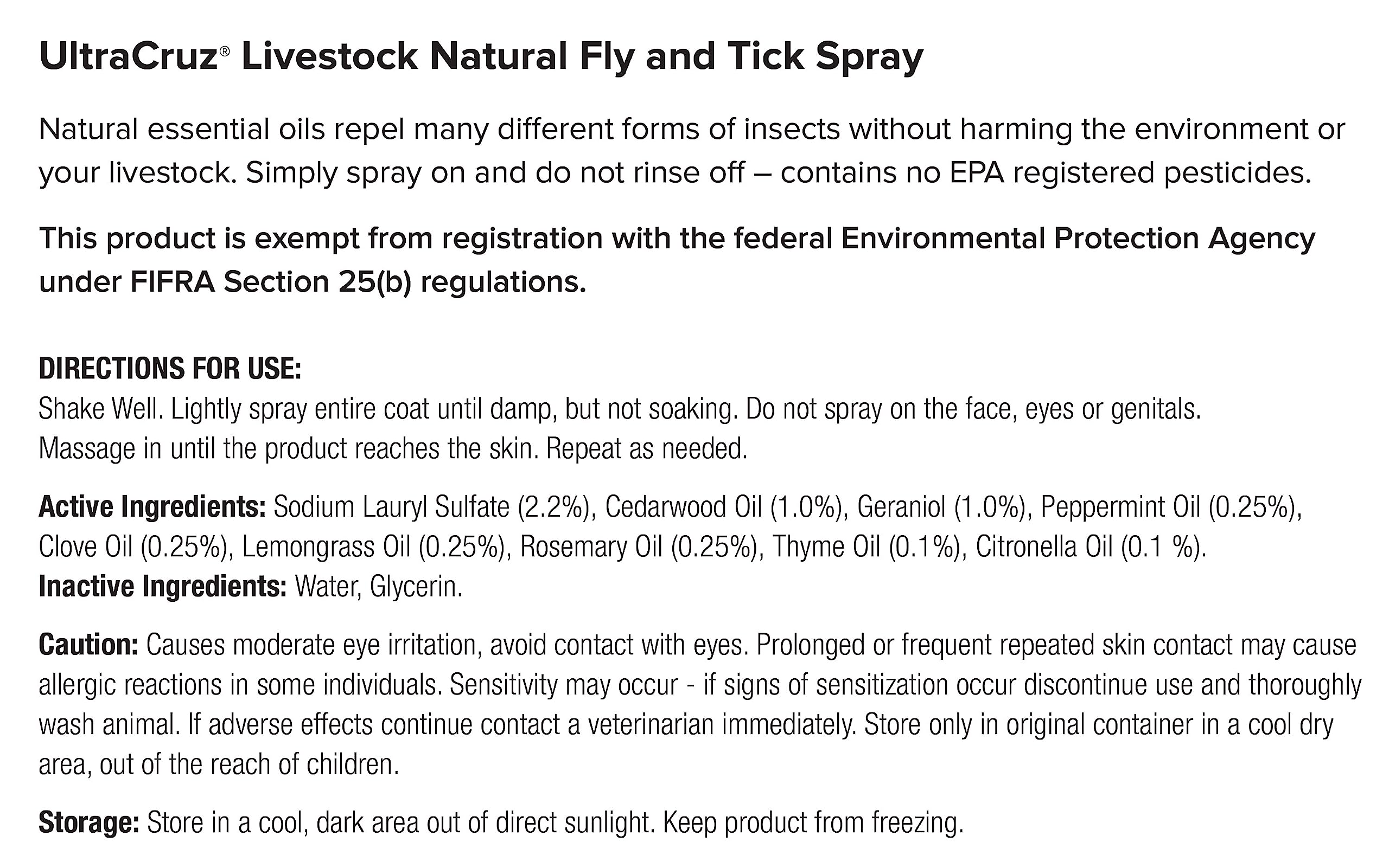 UltraCruz Livestock spray ready-to-use bottle for pest defense outdoors