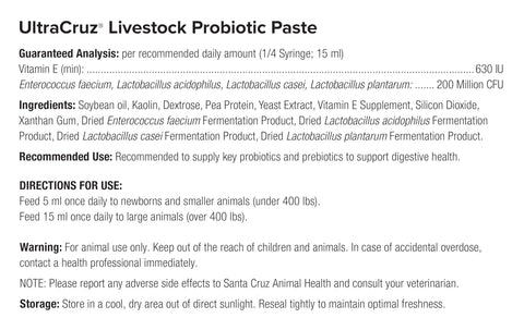 UltraCruz probiotic paste dosing; convenient oral administration.