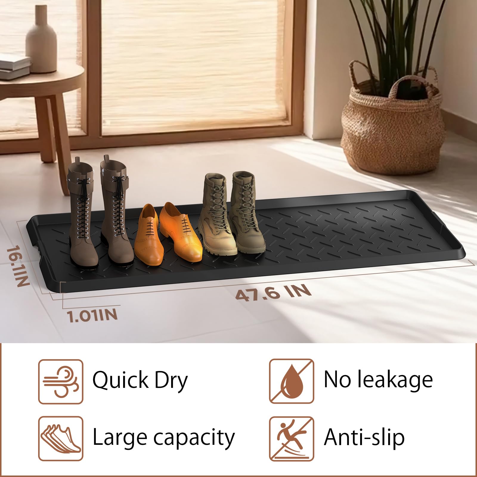 UltraLegend boot mat in hallway showing dirt containment and easy cleanup