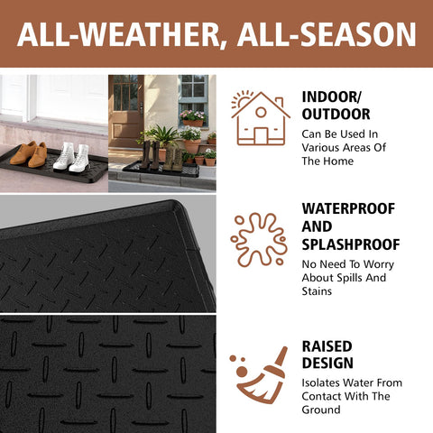 UltraLegend raised-edge design shows 1-inch lip to prevent spillover and keep floors dry