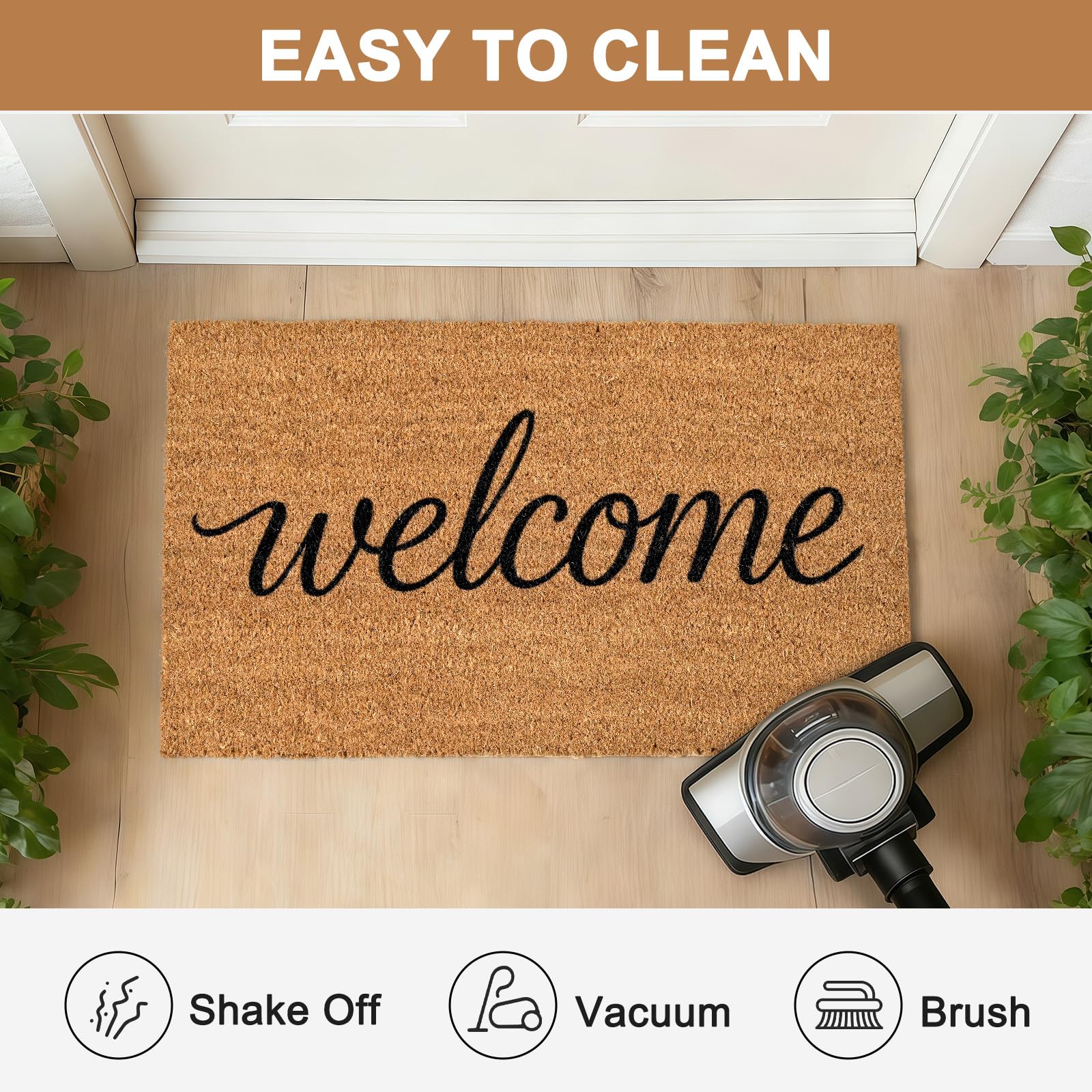 ULTSOFE Coco Coir Doormat dirt-trapping surface captures debris at the doorway.
