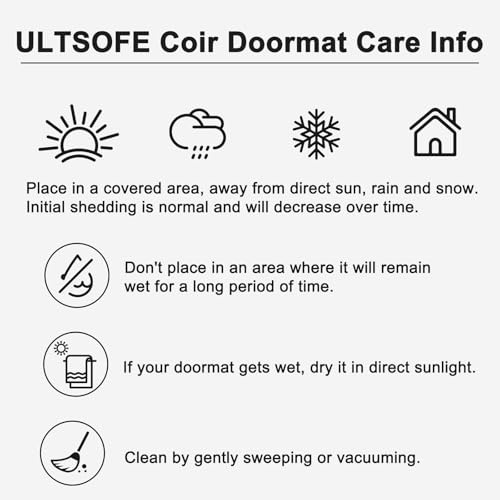 ULTSOFE Coco Coir Doormat garden-entryway setup welcomes guests.