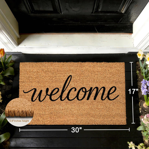 ULTSOFE Coco Coir Doormat heavy-duty backing secures placement on various floors.