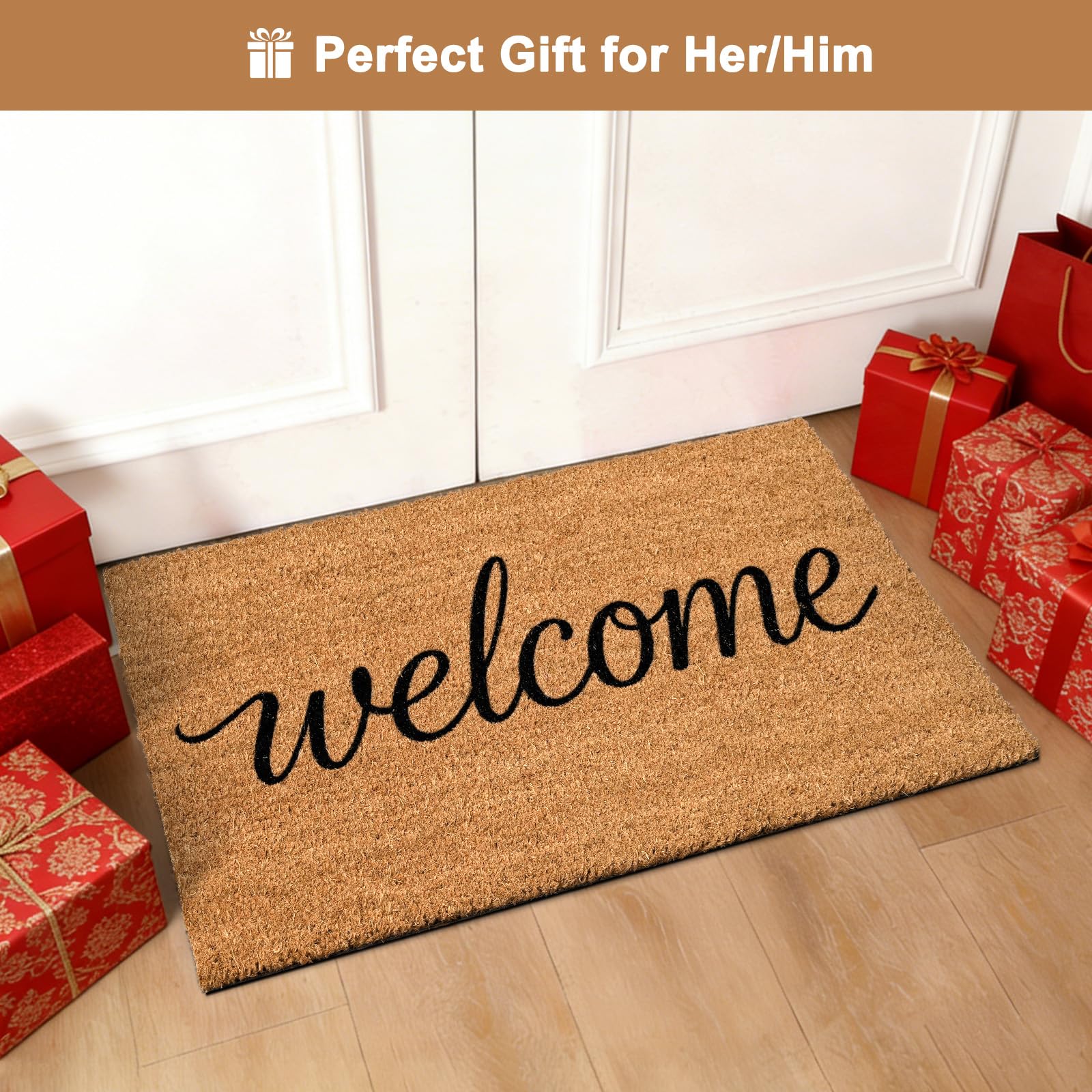 ULTSOFE Coco Coir Doormat size-17x30 fits wide entryways.