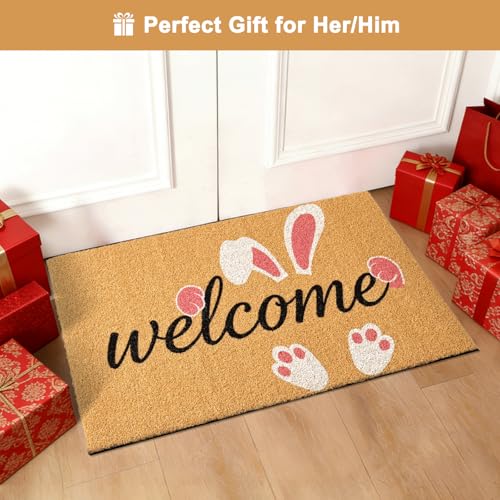 ULTSOFE Easter Bunny mat supports easy cleaning and quick dry after rain