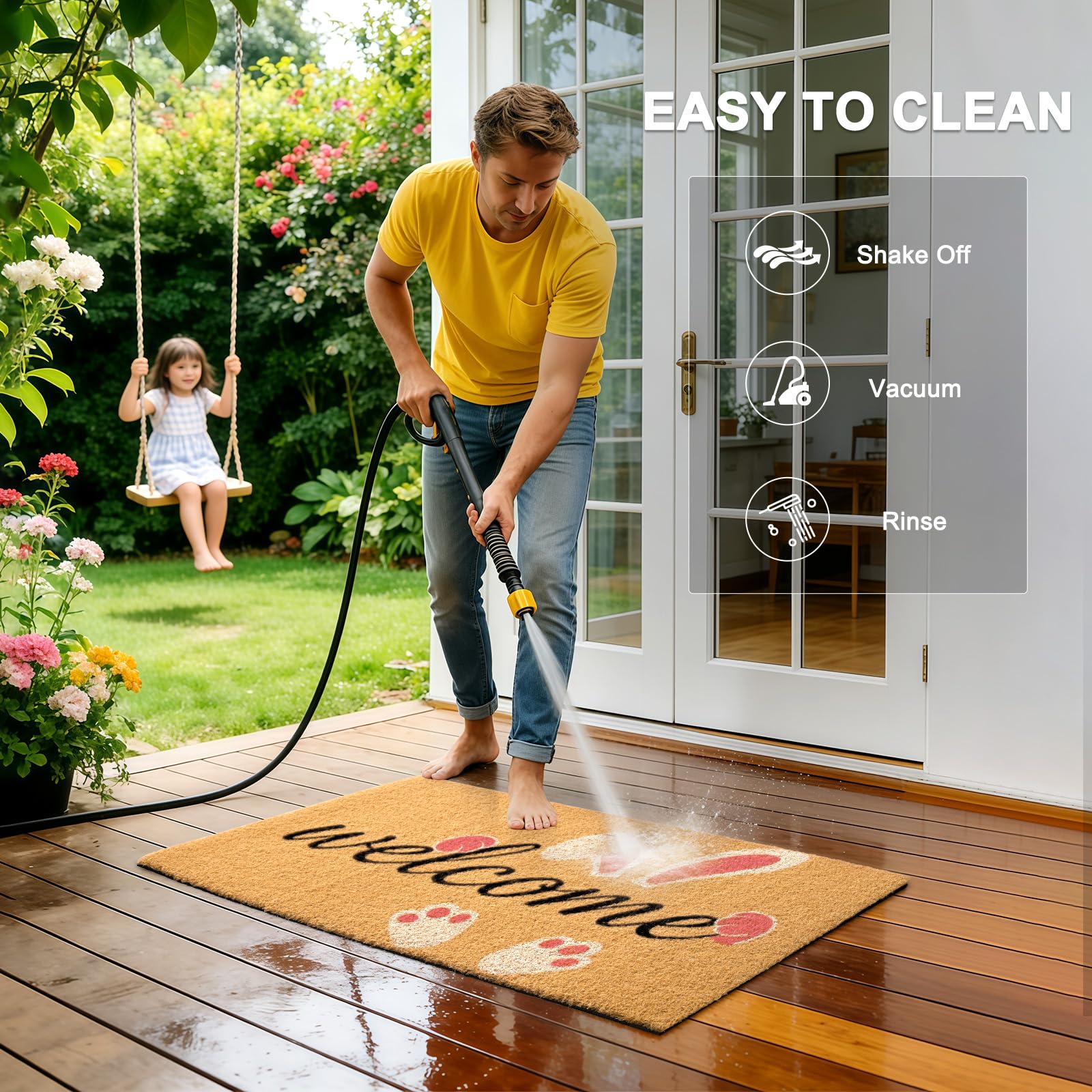 ULTSOFE Easter Bunny mat for garage withstands weather while welcoming guests